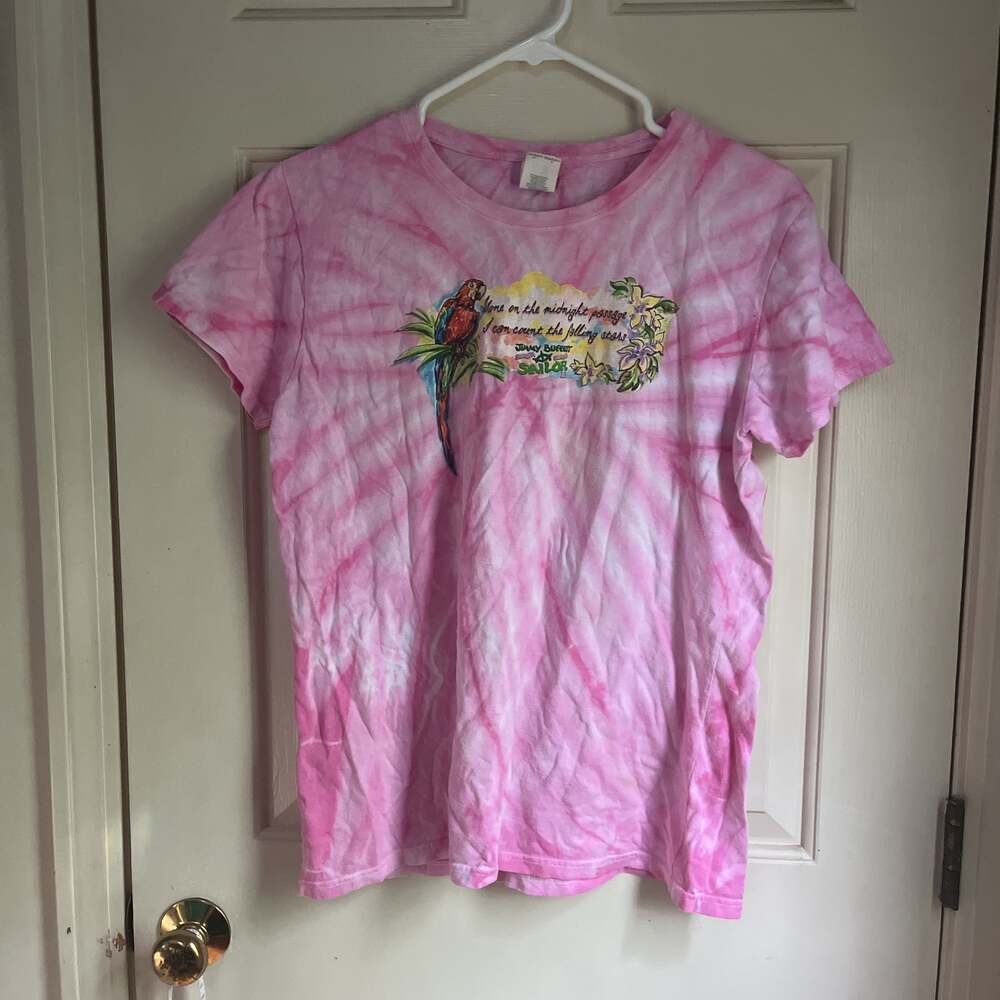 Jimmy Buffett "Sailor" Pink Tie-Dye Parrot Graphic T-Shirt